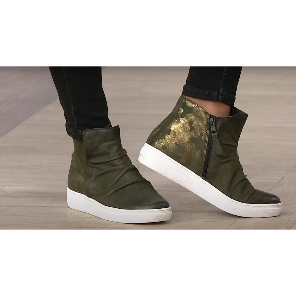 Miz Mooz Lundy Women Leather High Top Camo Sneakers Shoes Olive Green Sz 9.5 41